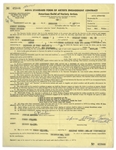 Moe Howard and Larry Fine Signed AGVA Contract From December 1958 for Three Stooges Performances -- Measures 8.5'' x 11'', Very Good Condition